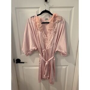 Josie Womens Robe & Gown Set Size M Pink Bows‎ Deep V Fairy Princess